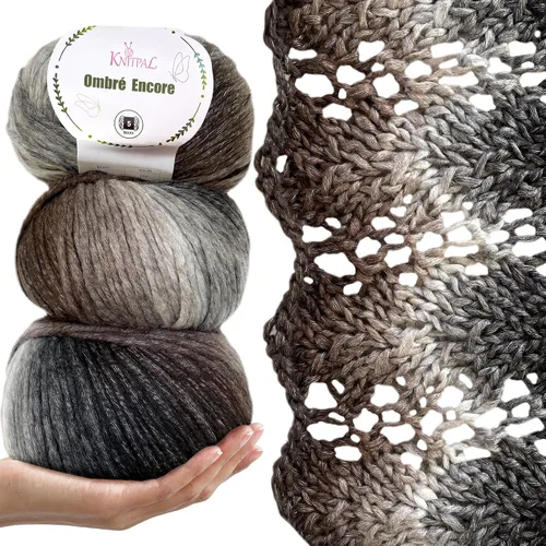 Vista 12 de Ombré-Encore - Hilo grueso degradado para crochet, 3 bolas, 507 yardas/420G (14.82 oz), patrones gratis - Hilo voluminoso multicolor peso 5