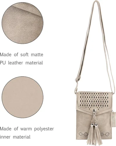 Vista 5 de seOSTO Bolso cruzado pequeño para mujer cartera con borlas para teléfono celular