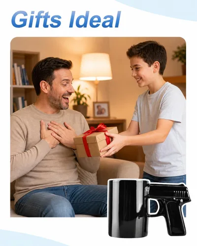 Vista 8 de UCEC Taza de café de cerámica inspirada en la pistola, regalo perfecto para hombres, idea de regalo única para el día del padre, taza de café