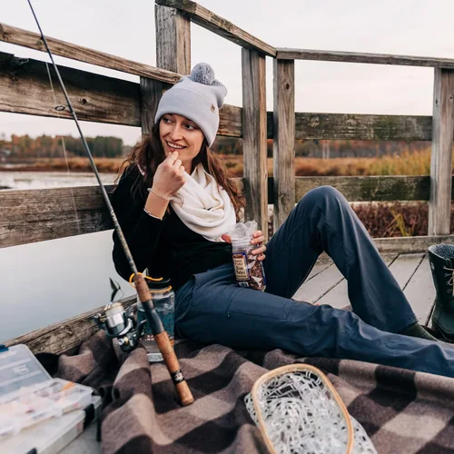 Vista 6 de Minus33 - Gorro de punto con pompón de peso medio, 100% lana merina, gorro de invierno