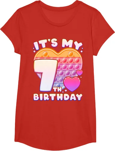 Vista 37 de Pop-it Birthday Girl 7 años de edad, Push it Pop Fidget Bubble Camiseta, Negro