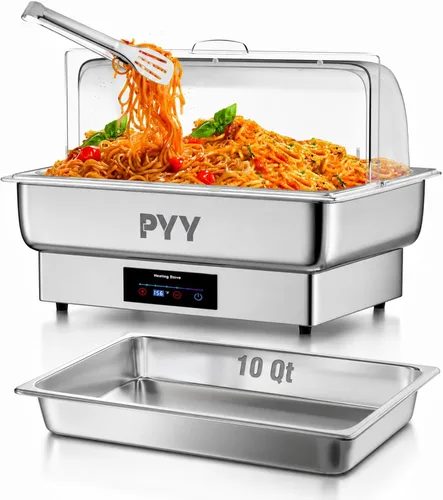 Vista 10 de PYY Plato Calentador Eléctrico, Juego de Chafing Dish de Tapa Enrollable para Buffet, Juego de Servidor Calentador Chafer para Catering, Buffets