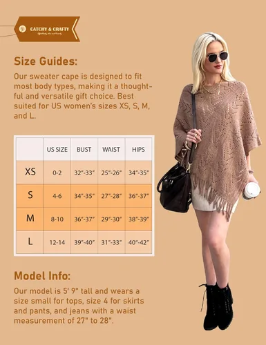 Vista 3 de Chal Wrap Poncho de punto cárdigan para mujer, suéter elegante sin botones