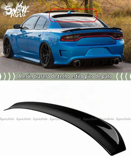 Vista 2 de Se adapta a Dodge Charger 2015-2025 - Tapa de alerón de techo de ventana trasera color negro brillante