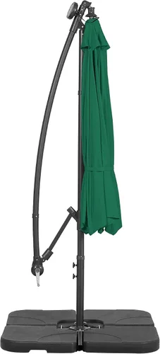 Vista 4 de WO Home Furniture Patio LED Umbrella 10ft Cantilever, Stand, Base Kits Verde oscuro