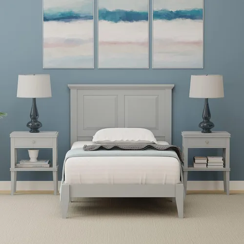 Vista 15 de Cama de plataforma de madera maciza estilo cabaña en tamaño matrimonial - Cereza clásica