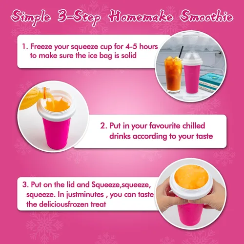 Vista 3 de 3 Vasos Hacedores de Granizados DIY – Vasos Mágicos de Smoothies Congelados Rápidos para Batidos de Leche Caseros y Hacedor de Helado, Vaso