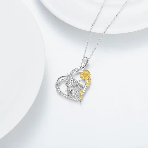 Vista 4 de Collar de plata de ley con diseño de animales, gato, perro, conejo, sirena, vaca, lobo, caballo, koala, jirafa, mariposa, libélula, murciélago