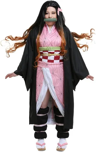 Vista 2 de miccostumes Kimono para mujer y niña, disfraz de cosplay con bambú