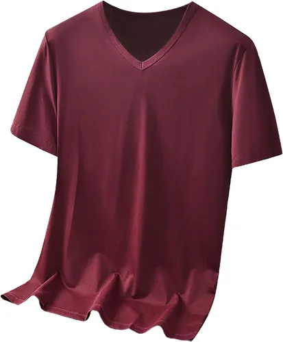 Vista 6 de Camisas grandes y altas para hombre, pesadas, cuello redondo, de algodón, que absorben la humedad, atlética, elástica, hipster
