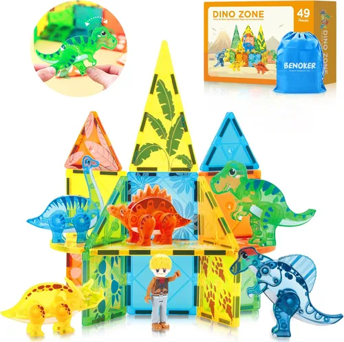 Vista 8 de BENOKER - 102 piezas de baldosas magnéticas para construir un castillo de hielo, bloques de construcción 3D STEM educativos