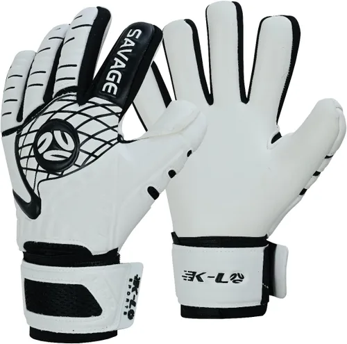 Vista 11 de K-LO - Guantes de portero de fútbol Savage Blackout (unisex, juvenil, niños y adultos) - Protectores de dedos para protección Palma de agarre