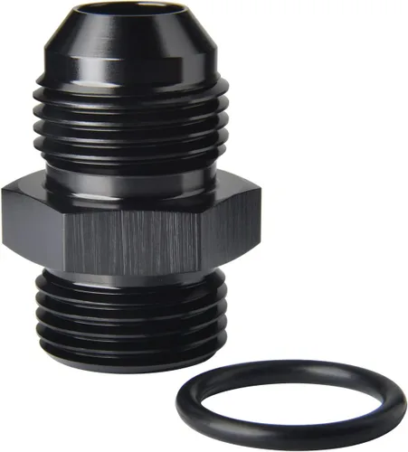 Vista 12 de 4AN macho a 4AN ORB con junta tórica Boss adaptador de riel de bomba de combustible de aluminio negro