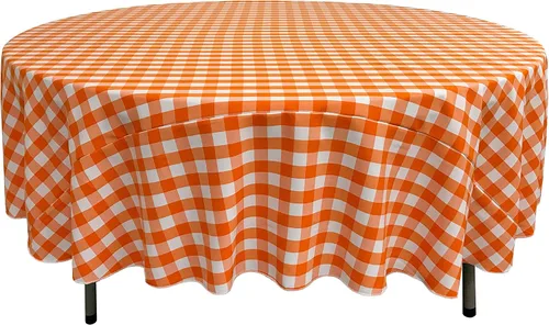 Vista 32 de Mantel LA Linen, redondo, a cuadros, polivinílico, 51 pulgadas.