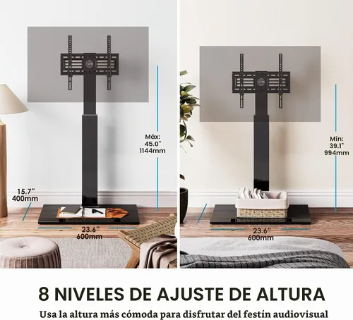 Vista 4 de FITUEYES - Soporte universal de suelo para TV con base de hierro, montaje giratorio para televisores LED, LCD, OLED, plasma, de pantalla plana