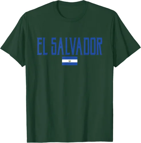 Vista 55 de Camiseta de texto azul con bandera de El Salvador, Negro, S