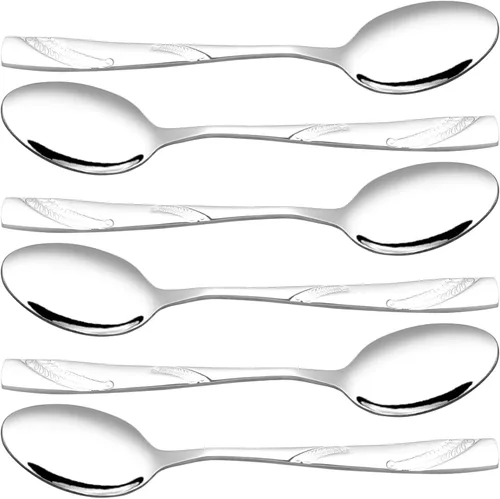 Vista 9 de Cuchara de postre de acero inoxidable de 16 piezas, juego de cubiertos de cuchara de postre de 6.02 pulgadas 6.02-Inch, Dessert Spoons, Cutlery