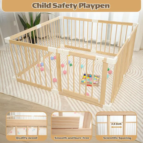 Vista 3 de Corralito portátil para bebés, corralito para bebés y niños pequeños, corralito para niños pequeños de 1 a 3 años, valla para bebés, área de juego