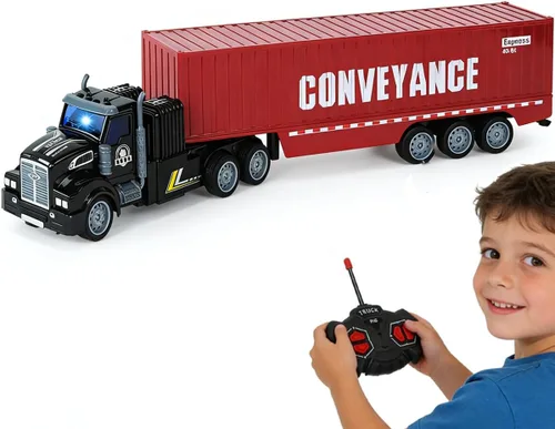 Vista 8 de Camión transportador de automóviles a control remoto incluye 6 coches, 14 pulgadas 1:48 de juguete transportador de automóviles semirremolque