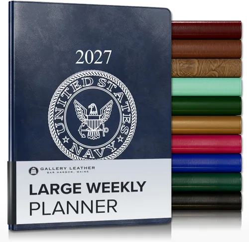 Vista 46 de Gallery Leather Agenda semanal grande 2026-2027 Acadia Hydrangea Hortensia Acadia