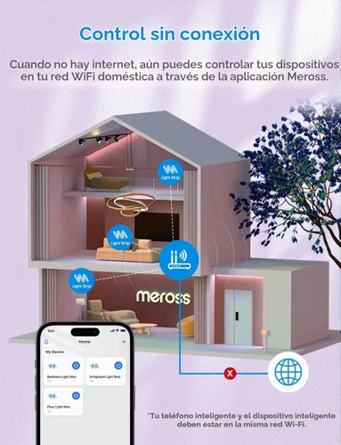 Vista 8 de Meross - Tira de luces LED inteligentes, 16.4 pies, WiFi, funciona con Apple HomeKit, Alexa, Google Home y SmartThings, 16 millones
