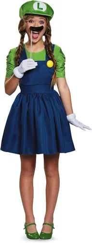 Vista 2 de Disguise Disfraz de Luigi para mujer, versión falda, Adulto.