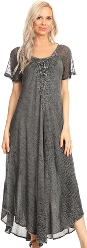 Vista 5 de Sakkas Helena bordado camisónropa de dormir para mujer con ojales mangas