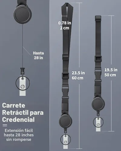 Vista 6 de Uniclife Cordón retráctil ajustable resistente para el cuello con carrete retráctil para insignias, hebilla de liberación rápida y longitud Negro