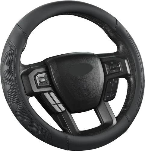 Vista 7 de GIANT PANDA Funda para volante de automóvil para Ford - F150 F250 F350 Expedition, (15.5-16 pulgadas - Negro)