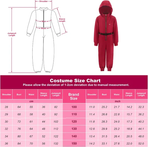 Vista 2 de ReliBeauty Disfraz de carnaval para cosplay, disfraz de Halloween, cosplay para niños, rojo