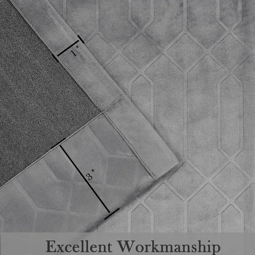 Vista 4 de Paneles de cortinas opacas de terciopelo gris oscuro para ventana, reducción de ruido, 90% de oscurecimiento de la habitación, bolsillo para barra