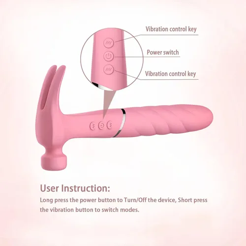 Vista 3 de Vibrador Punto G Martillo de doble cabeza Martillo vibrador huevo vibrante Mujer Juguetes sexuales para adultos Masturbándose Juguetes sexuales