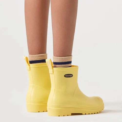 Vista 5 de Planone Botas cortas de lluvia para mujer, zapatos de jardín impermeables, botas de lluvia antideslizantes para mujer, plantillas cómodas, elegantes