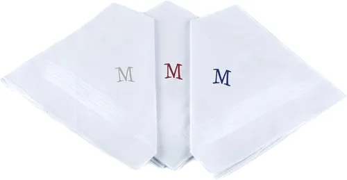 Vista 32 de Pañuelo inicial para hombre, monograma en caja, 3 piezas, 100% algodón Una inicial