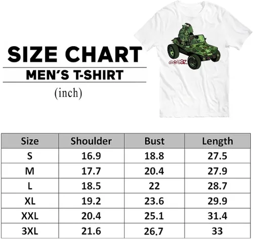 Vista 4 de Gorillaz Camiseta de algodón con logotipo verde para hombre, camiseta blanca divertida y divertida