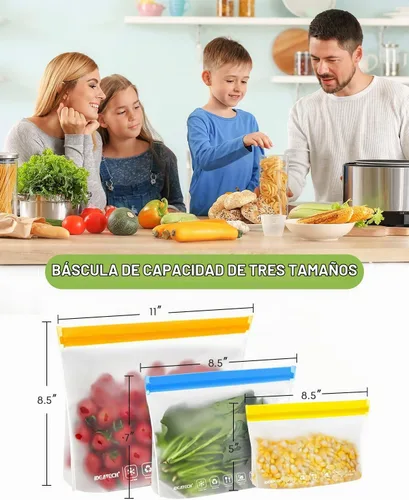 Vista 7 de IDEATECH Bolsas para congelador de cuarto de galón, sin BPA, PEVA, reutilizables, para bocadillos, bolsas de comida de tamaño de cuarto de galón Gris