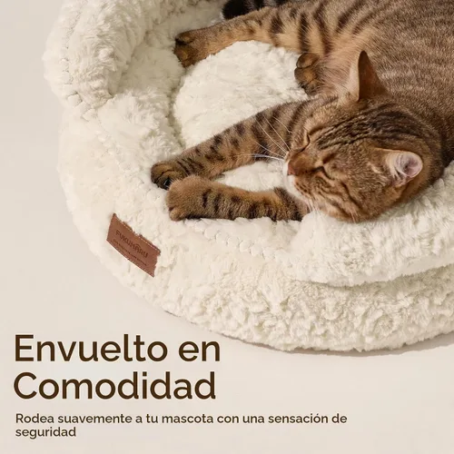 Vista 2 de FUKUMARU Cama para gatos de interior, cama para perros pequeños, lavable Crema