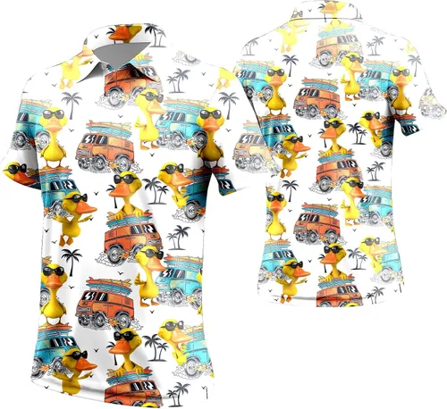 Vista 105 de Camisa de golf de los años 80 para hombre, ajuste seco, manga corta, estampada, divertidas, camisas de golf de los años 90 para hombre