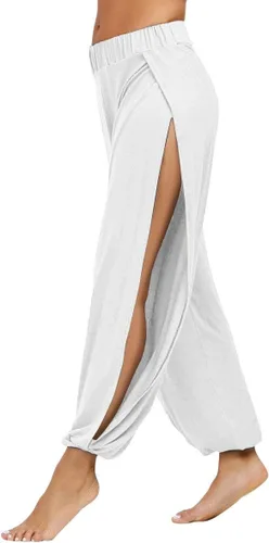 Vista 2 de PACBREEZE - Pantalones de yoga harem para mujer con hendidura lateral para entrenamiento