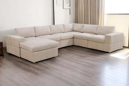 Vista 7 de A Ainehome Juego de sofá modular modular con otomanas de gran tamaño en forma de U, sofá modular de 7 asientos con tumbonas reversibles para sala