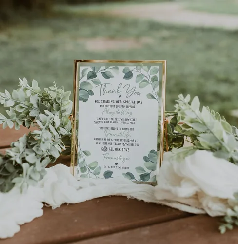 Vista 7 de Your Main Event Prints 50 tarjetas de decoración de eucalipto para boda, perfectas para añadir a centros de mesa y decoraciones de boda