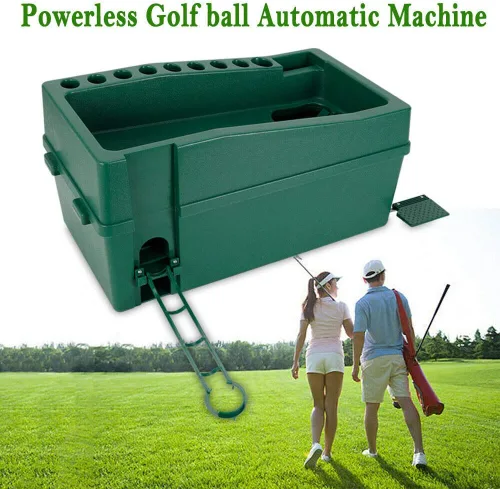 Vista 6 de Automatic Golf Ball Dispenser Machine, No Electricity Required Tee Up Golf Ball Teeing Device Golf Club Organizer with Adjustable Foot Stand