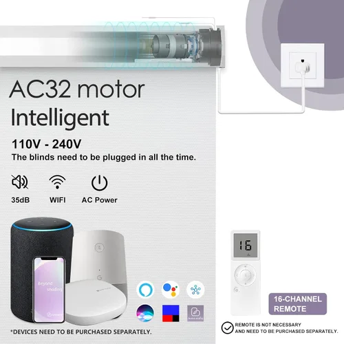 Vista 5 de Graywind Persianas enrollables opacas inteligentes compatibles con la aplicación remota Alexa Google, control de voz, persianas motorizadas