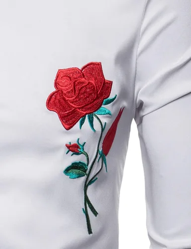 Vista 5 de ZEROYAA Camisas de vestir para hombre con diseño de bordado de hipster de manga larga con botones