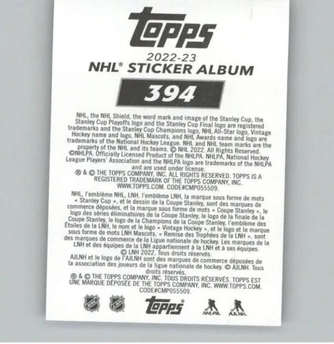 Vista 2 de 2022-23 Topps NHL Hockey Stickers #394 S.J. Sharkie San Jose Sharks FOIL Official NHL Hockey Album Sticker (1.5 INCH Wide X 2.5 INCH Tall) in Raw NM