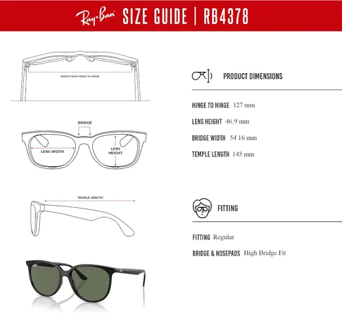Vista 6 de Ray-Ban RB4378 - Gafas de sol cuadradas para mujeres + Paquete con KIT DE ACCESORIOS PARA GAFAS