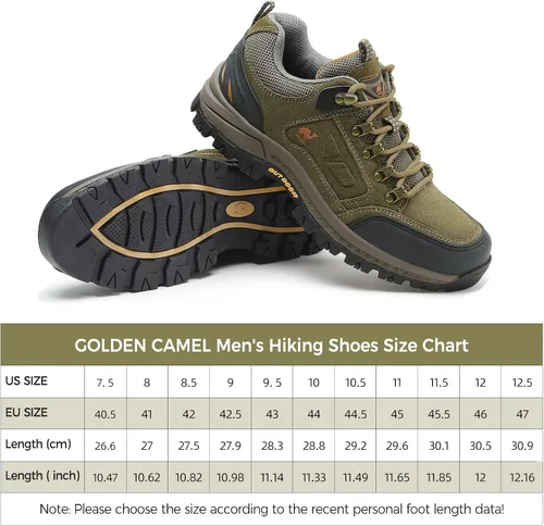 Vista 5 de GOLDEN CAMEL Zapatos de senderismo para hombre, zapatos bajos para exteriores, transpirables, para caminar, con soporte de arco, zapatos de trekking