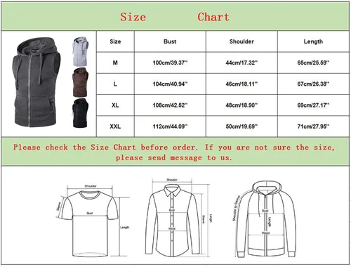 Vista 3 de Camiseta sin mangas con capucha para hombre, sin mangas, con cremallera, para entrenamiento, camiseta muscular, chalecos, chaqueta