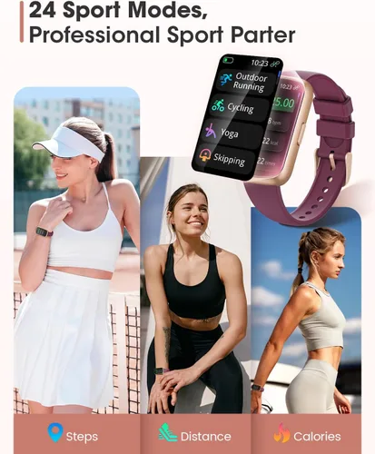 Vista 3 de Relojes de fitness para mujer, rastreador de actividad física con monitor de frecuencia cardíacaSpO2, relojes inteligentes para mujeres
