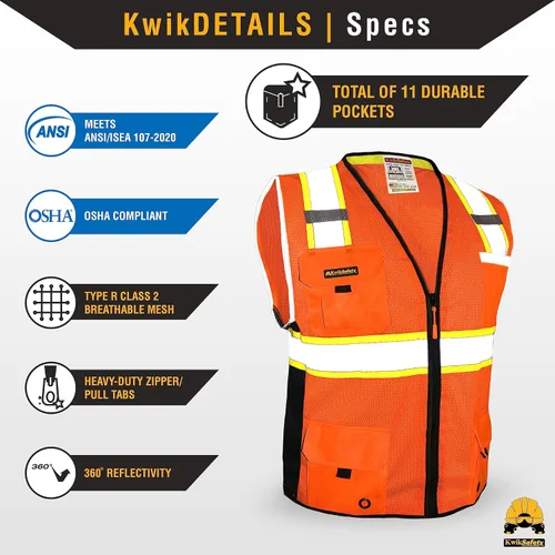 Vista 5 de KwikSafety BIG KAHUNA - Chaleco de seguridad [naranja, XL] + conjunto de casco de tortuga blanco